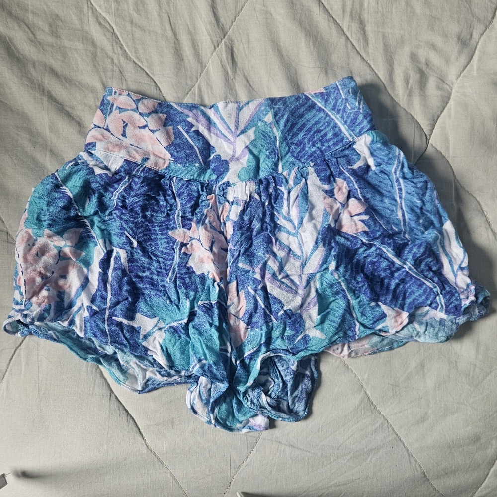 AMERICAN EAGLE Tropical Blue Soft Shorts Hawaiian Floral XXS AE
